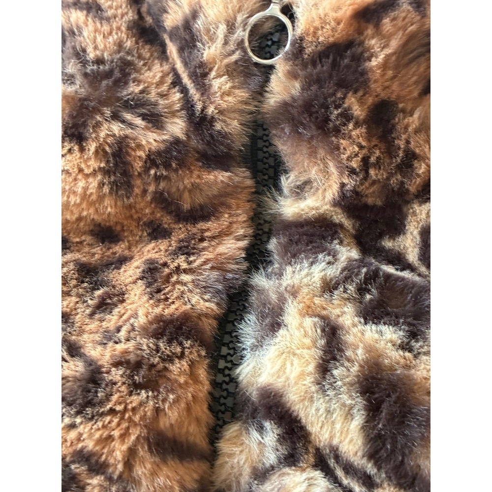 Urban Republic Girls Leopard Faux Fur Bomber Jacket Brown Black 6/9M NWT - Picture 5 of 7